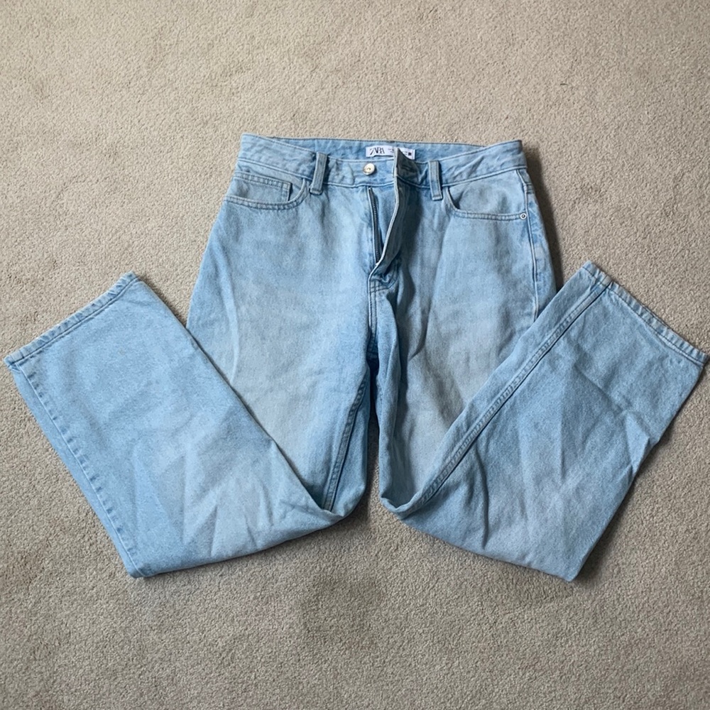 Zara light wash high waisted straight leg denim